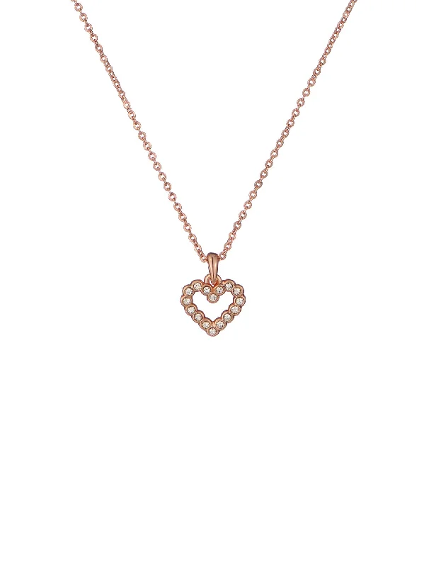 Amore Crystal Halo Heart Pendant Necklace Rosegd