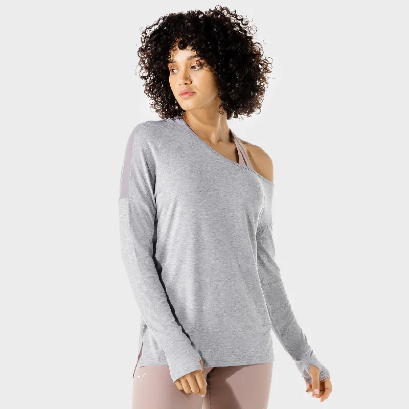 Women's Fitness - Asymmetric Top - Grey Marl