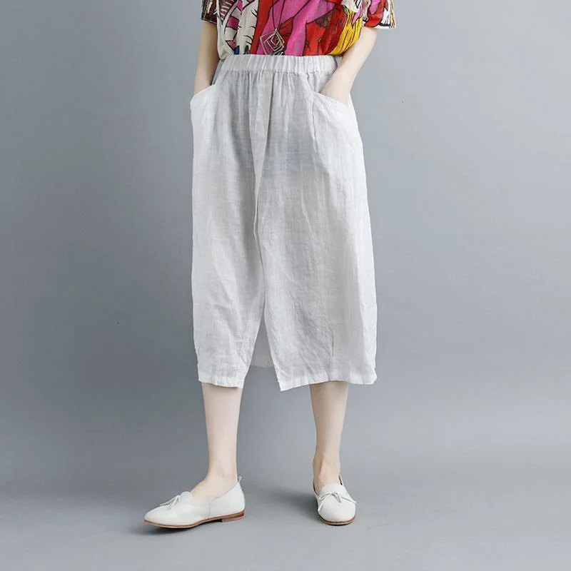 New linen summer skirt plus size Casual Slit Literary Pockets Skirt