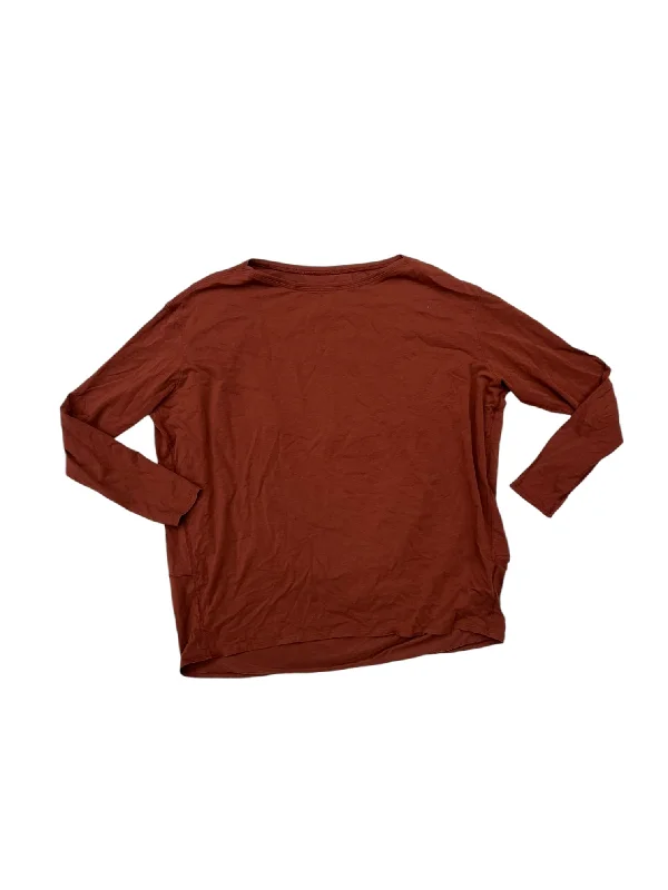 Athletic Top Long Sleeve Collar By Lululemon In Brown, Size: S