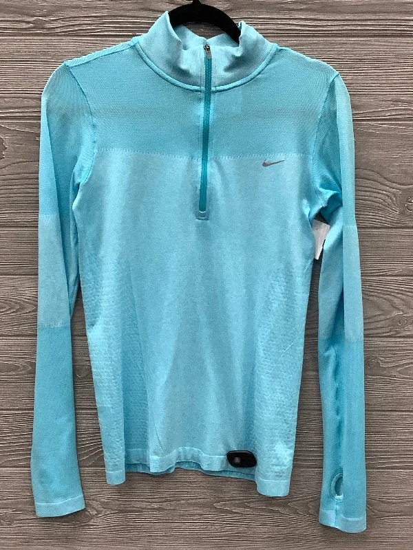 Athletic Top Long Sleeve Collar By Nike Apparel In Blue, Size: M