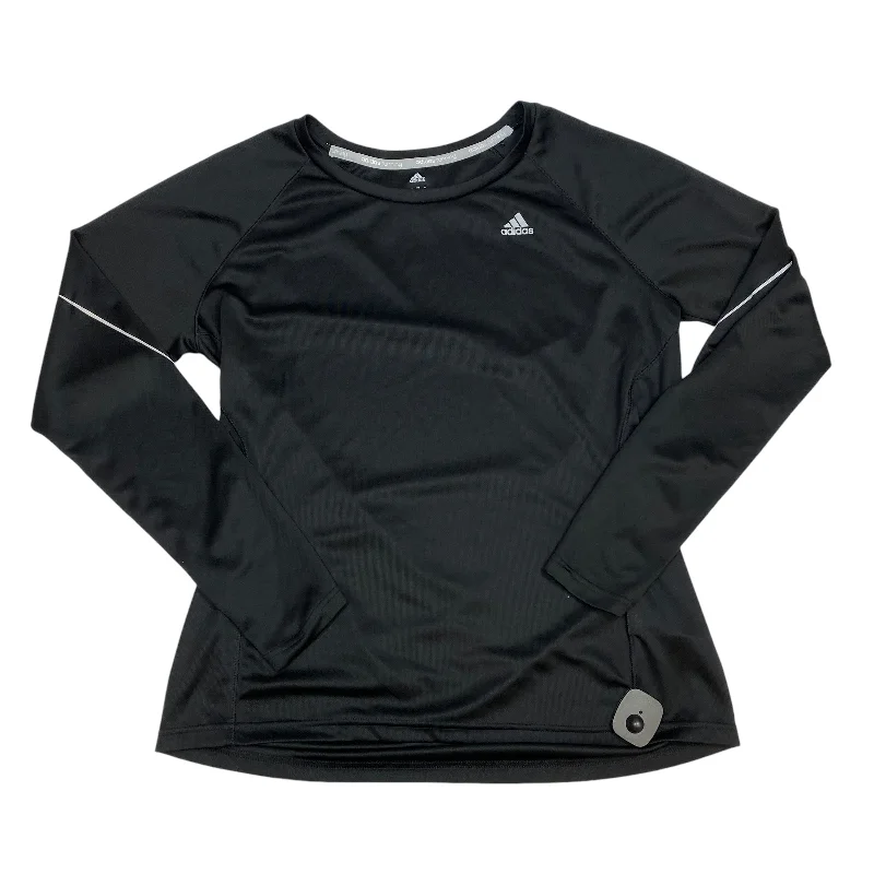 Athletic Top Long Sleeve Crewneck By Adidas In Black, Size: Xl