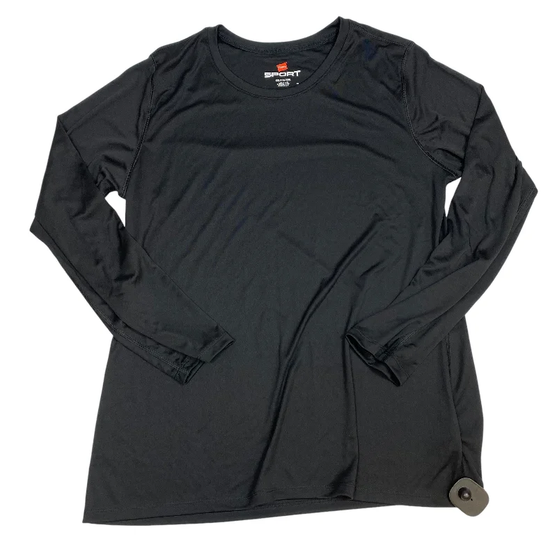 Athletic Top Long Sleeve Crewneck By Hanes In Black, Size: 1x