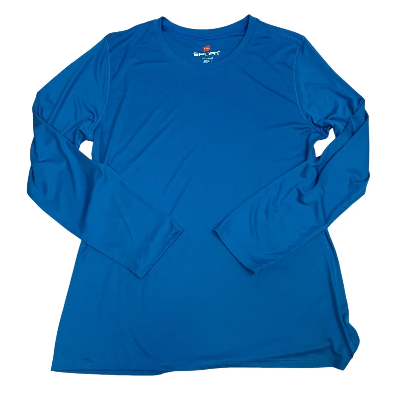 Athletic Top Long Sleeve Crewneck By Hanes In Blue, Size: 1x