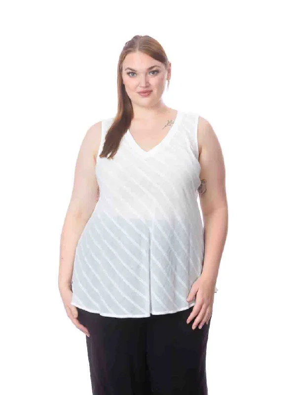 Tianello Plus Sized "St. John" Jacquard Egyptian Cotton  "Erika" Bias Tank