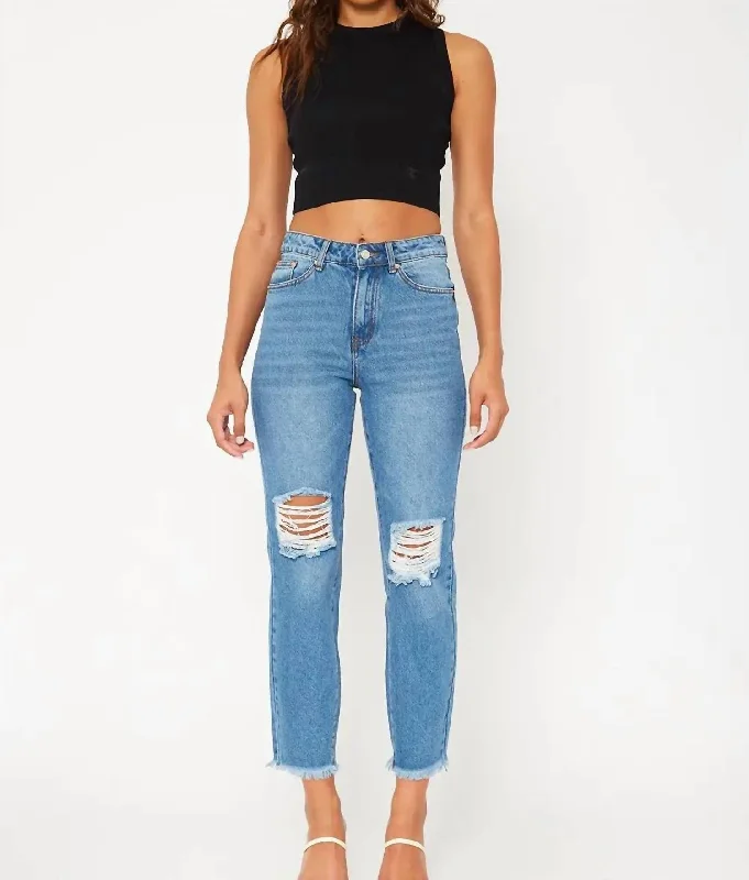 High Rise Mom Jeans In Blue