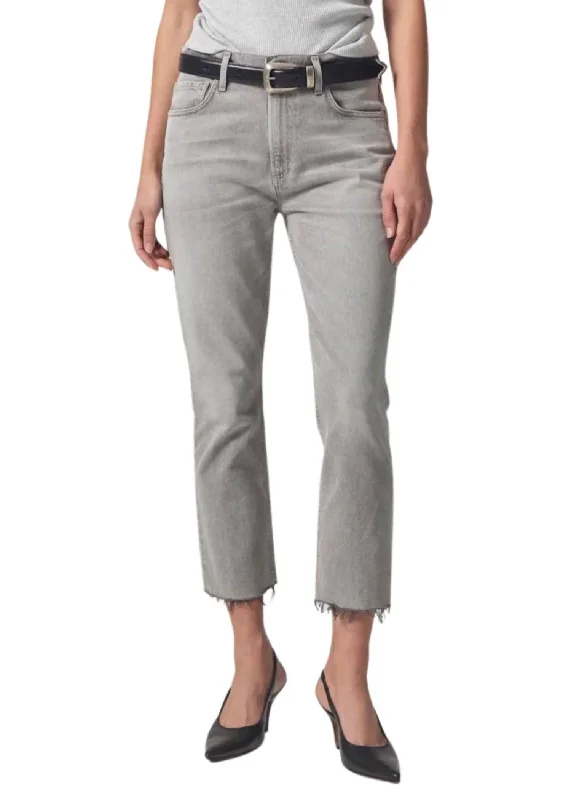 Isola Straight Crop Jeans In Quartz Grey