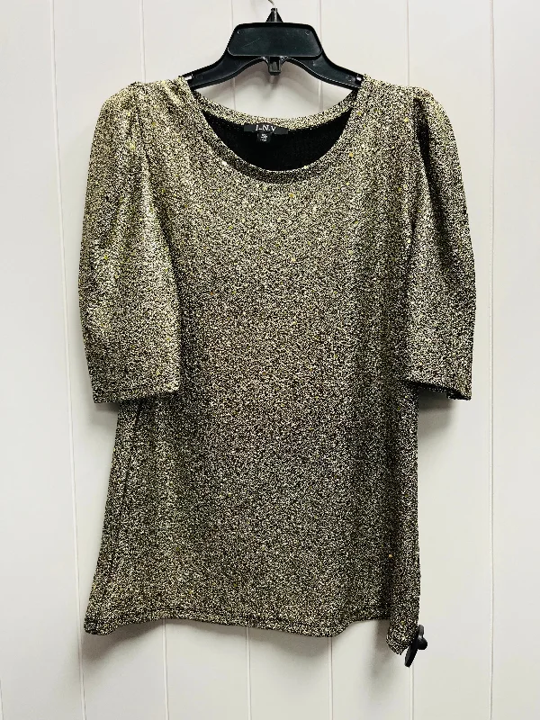 Top Short Sleeve By l.n.v In Gold, Size: Xl