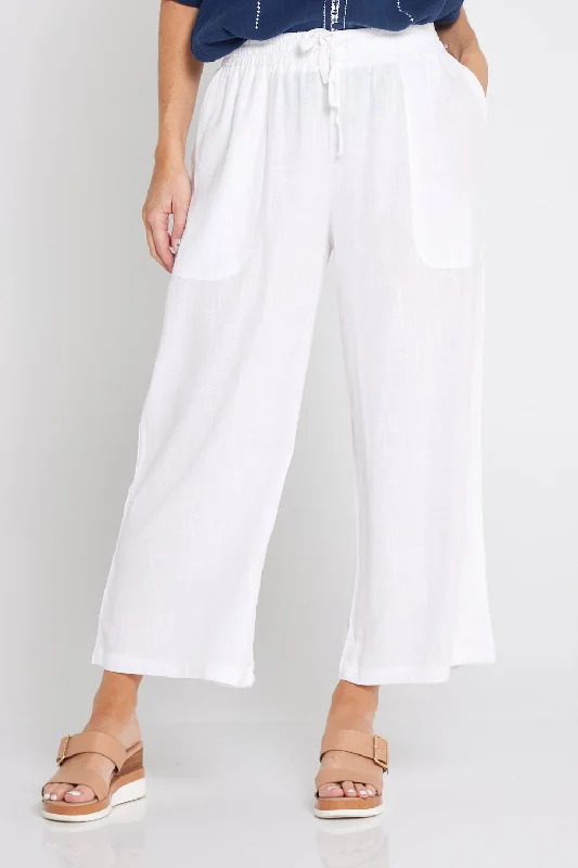 Aiko Linen Pants - White Linen