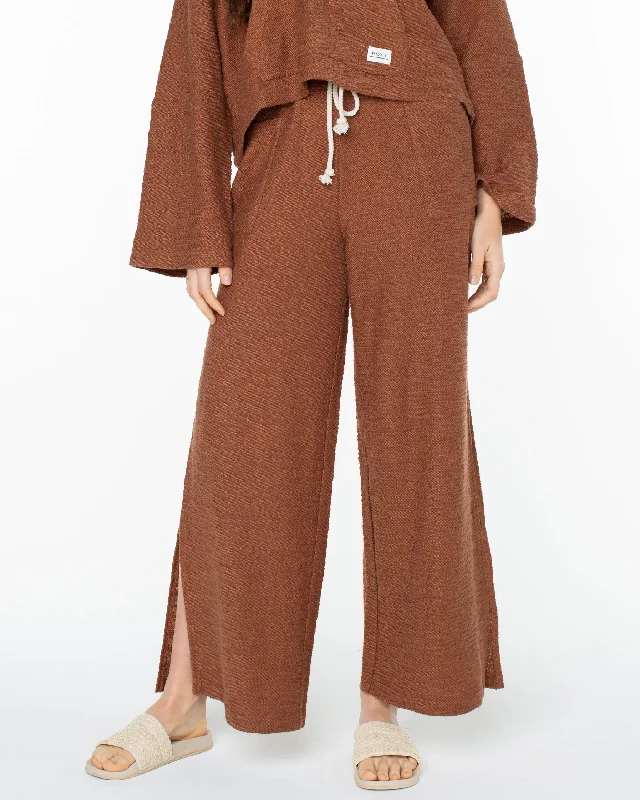 Beach Breeze Side-Slit Wide Leg Pants - Carob Brown