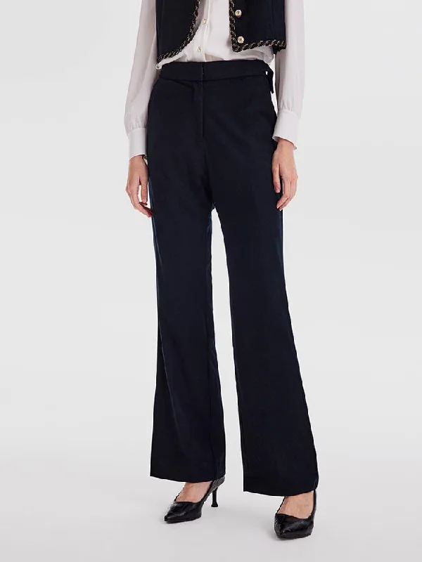 Black Woolen Bootcut Trousers Full Length Pants