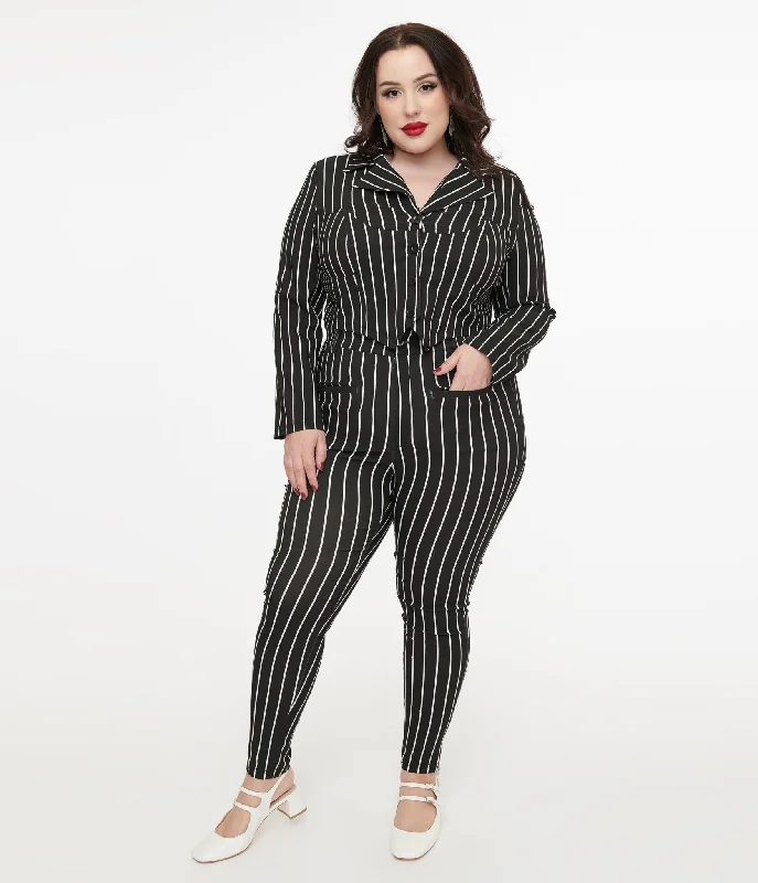 Disney The Nightmare Before Christmas collection by Unique Vintage Plus Size Black & White Stripe Jack Skellington Stretch Pants