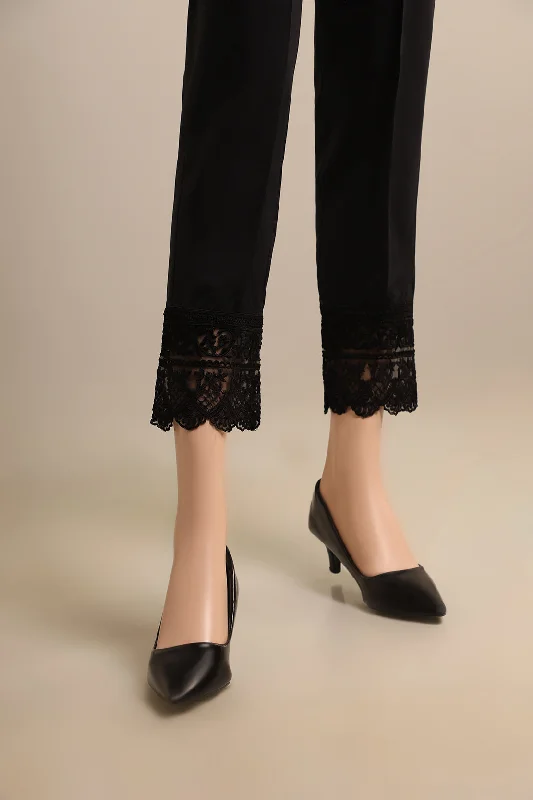 Embroidered Raw Silk Pants