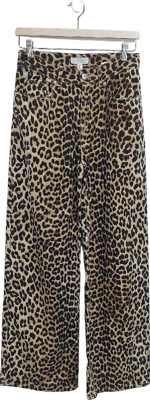 H&M Brown Wide Leg Leopard Print Jeans UK 6