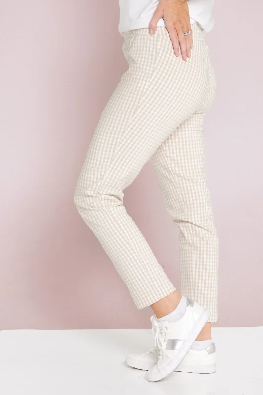 Moira Pants - Beige Gingham