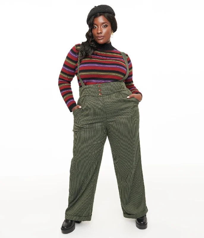 Royal Monk Plus Size 1940s Green Check Jenny Trousers