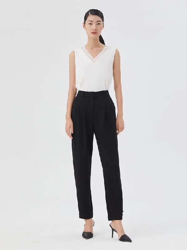 Black Acetate Tapered Trousers