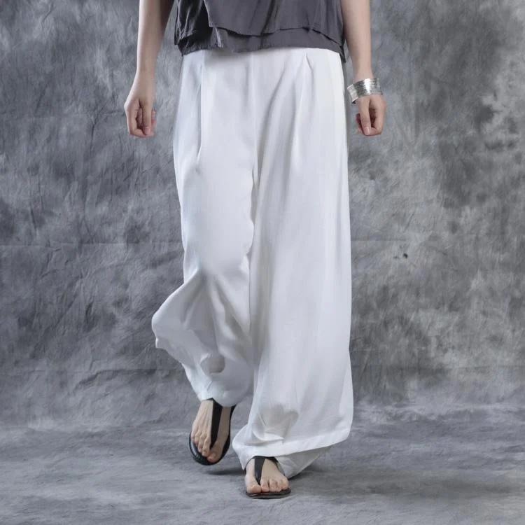 White silk pants linen pants women harem trousers  fall