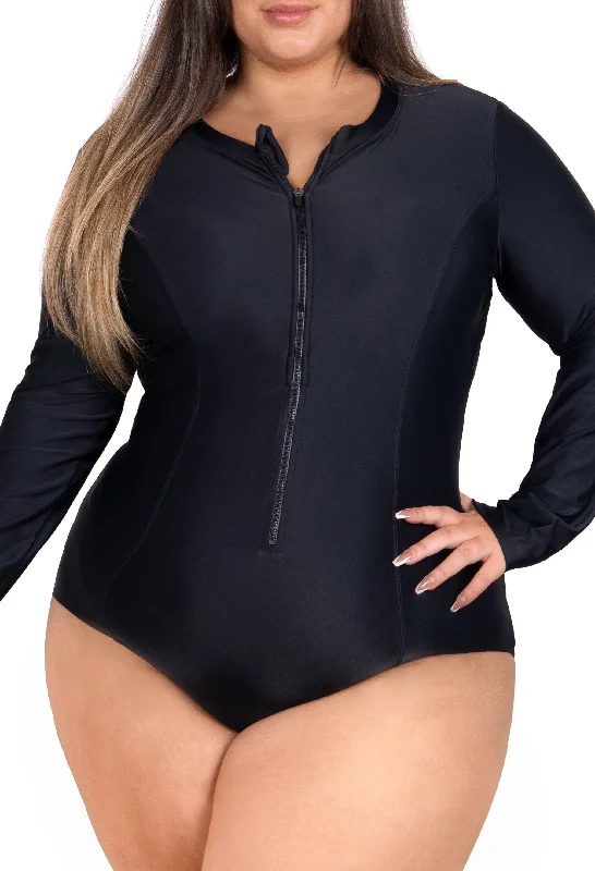 Plus Size Long Sleeve One-Piece Swimsuit