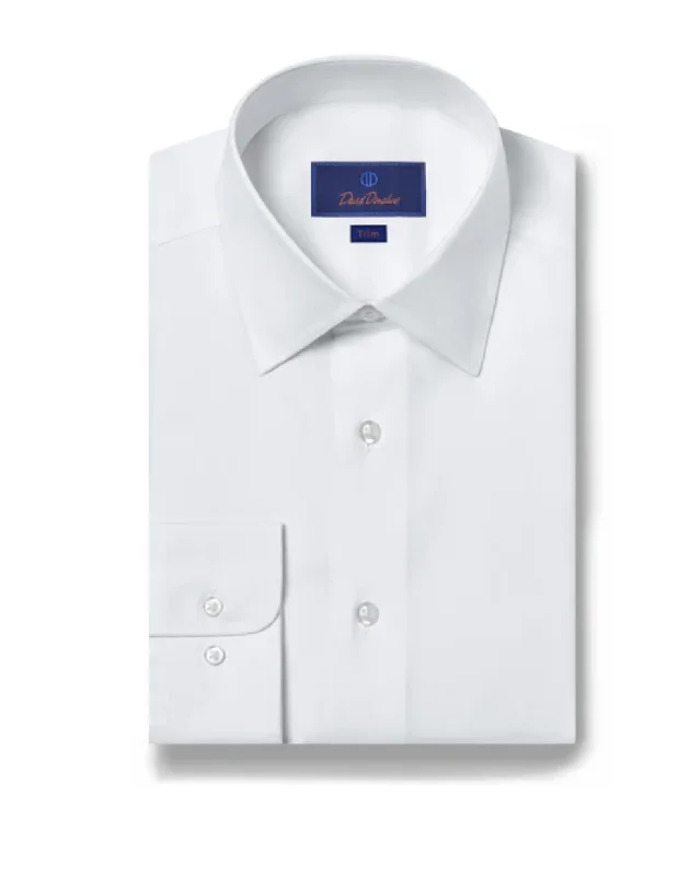 David Donahue Super Fine Twill Trim Fit Dress Shirt