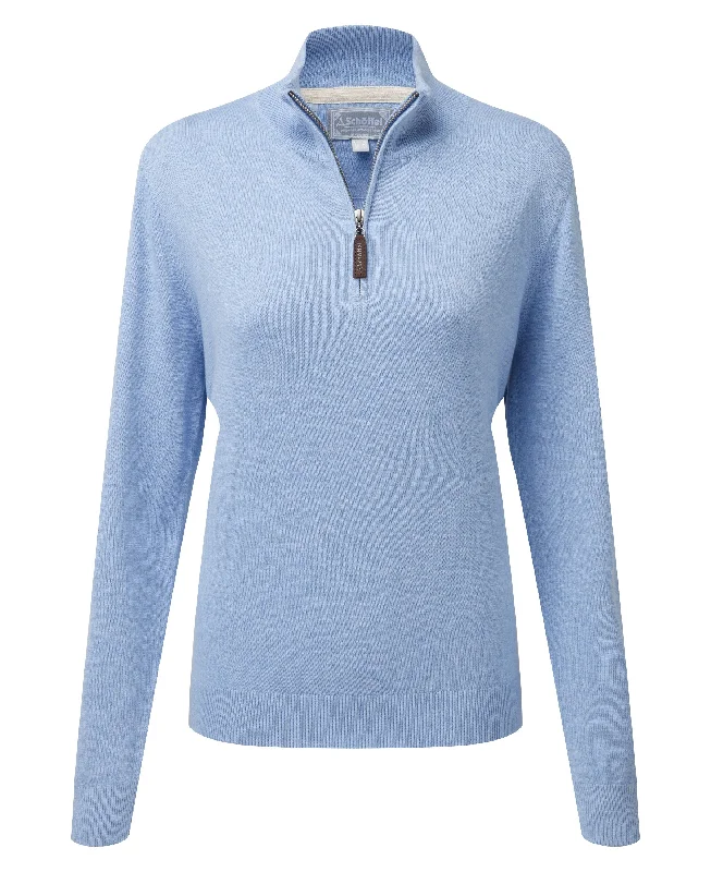 Polperro Pima Cotton 1/4 Zip - Sky Blue