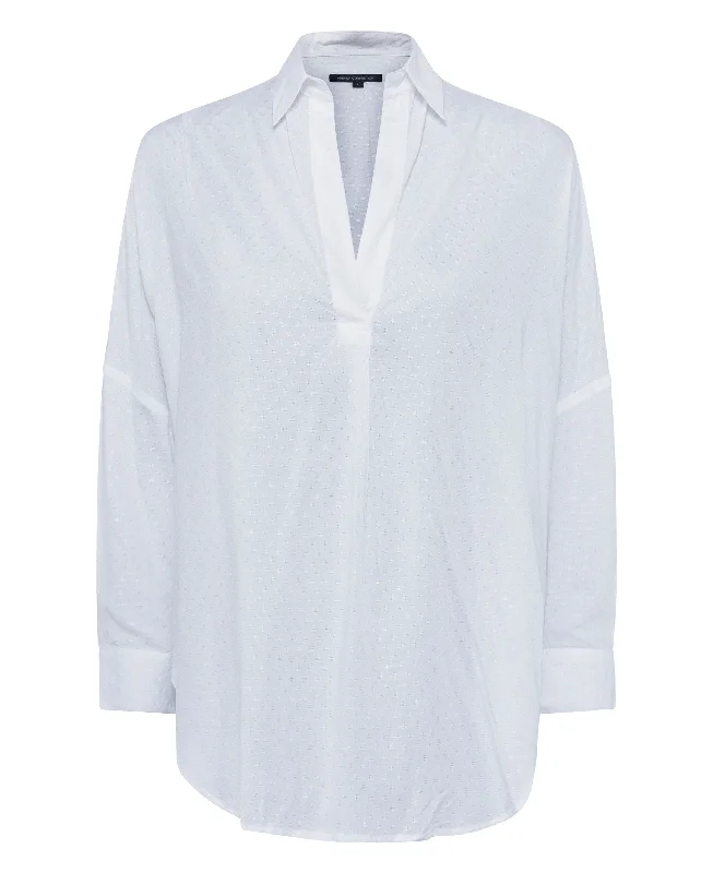 Rhodes Poplin Popover Shirt - Linen White