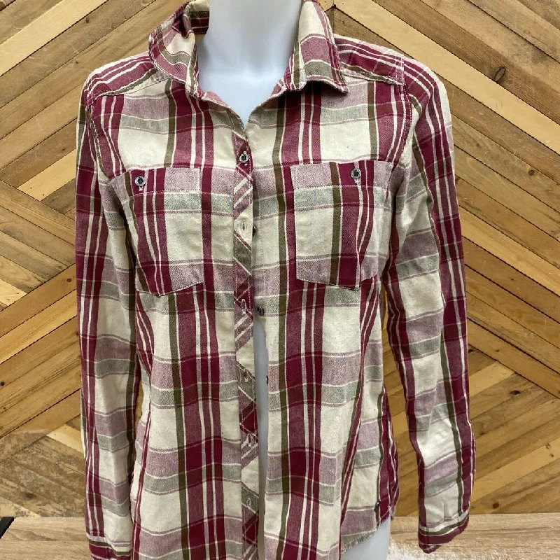 Roxy - Women's Flannel Shirt - MSRP $75: Pink/Cream/Green-women-MD