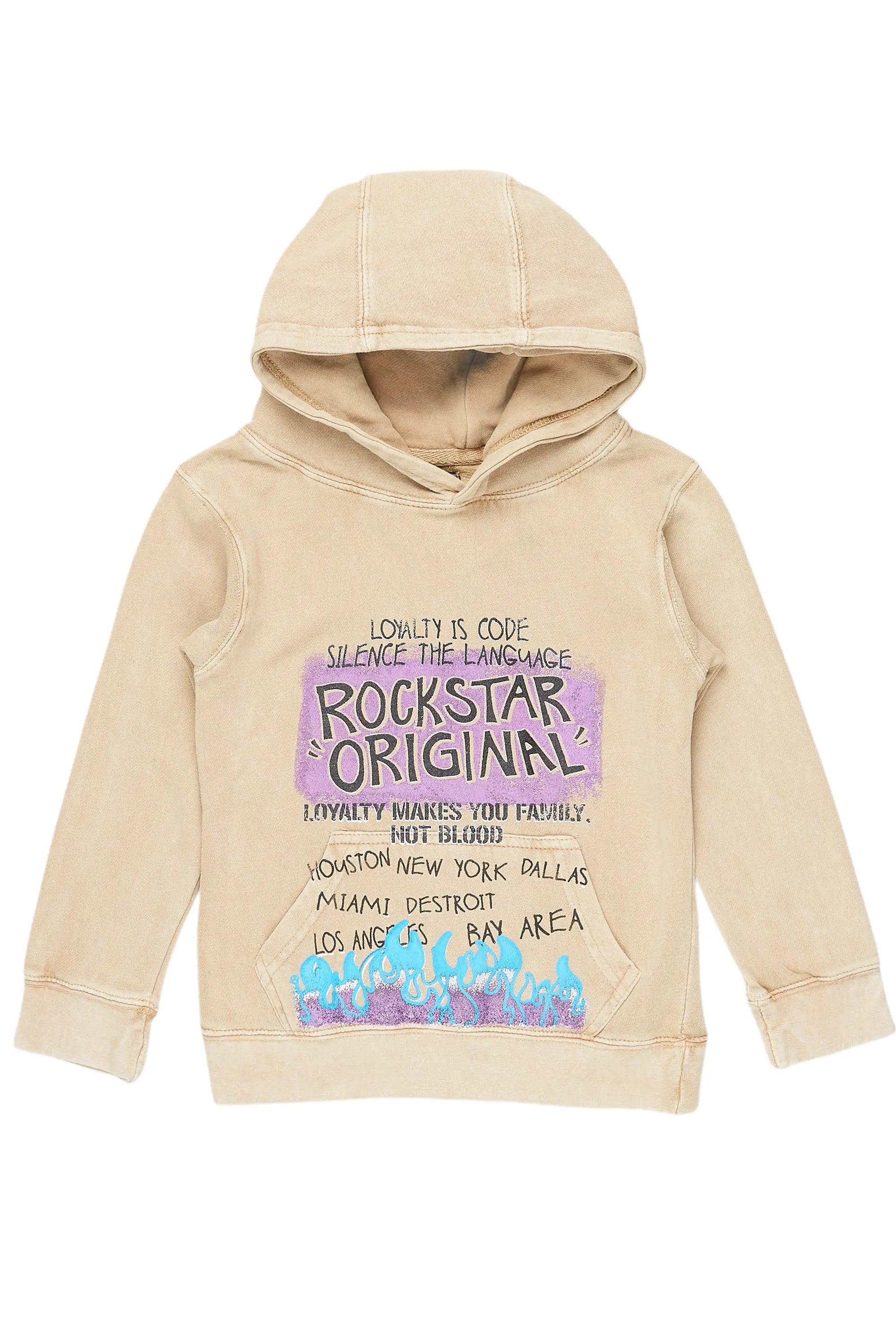 Girls Bena Vintage Beige Graphic Hoodie