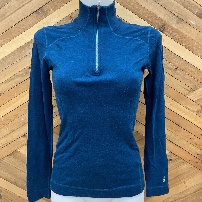 Smartwool - Women's Merino 1/2-Zip Baselayer Top - MSRP $150: Teal Blue-women-SM