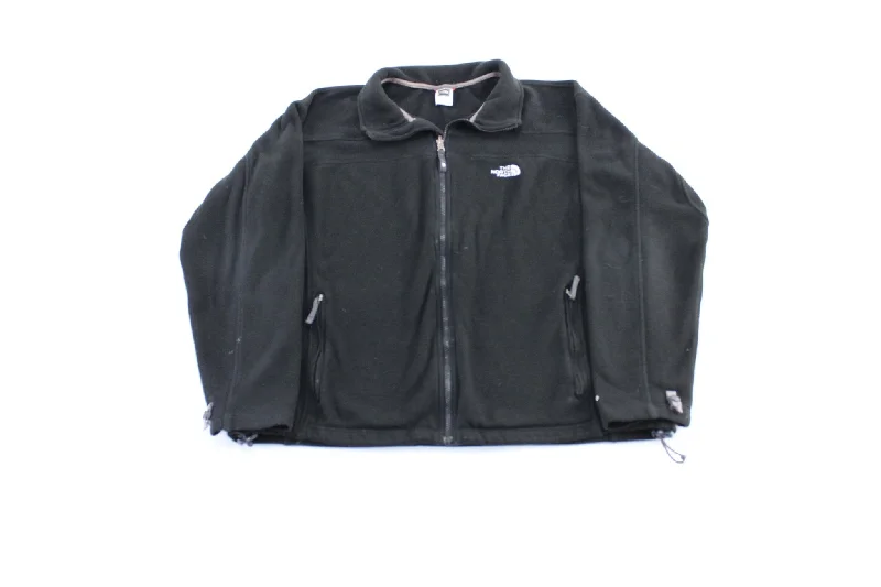 The North Face Embroidered Logo Black Fleece Zip Up Jacket