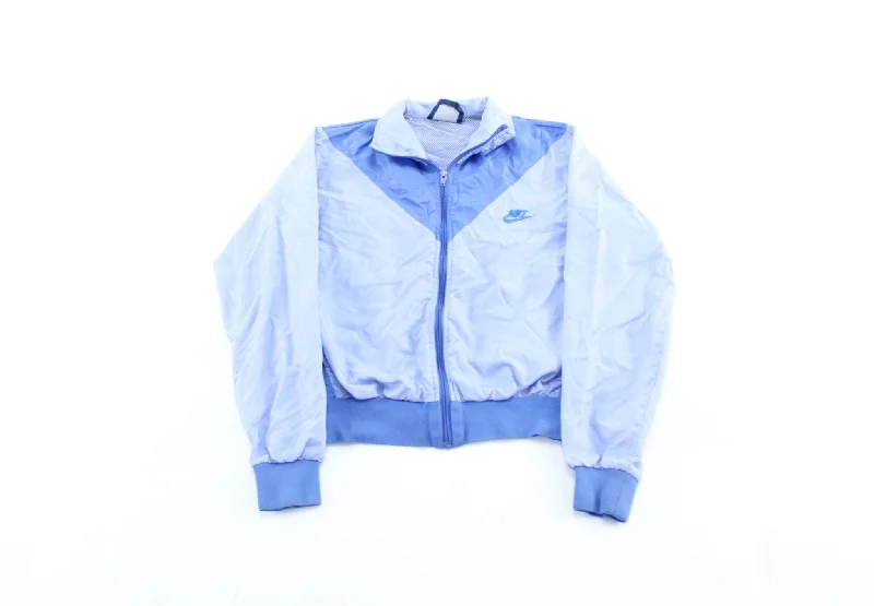 Women's 80's Nike Embroidered Logo Blue Zip Up Jacket