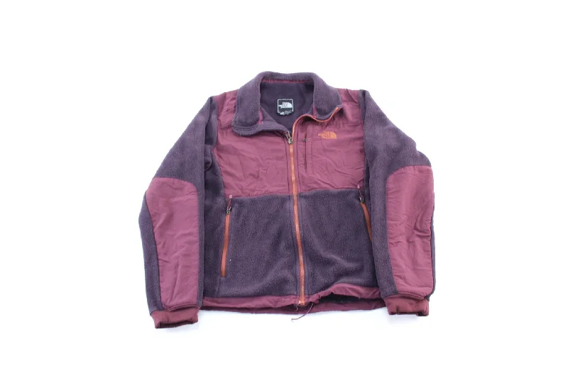 Women's The North Face Embroidered Logo Burgundy Fleece Zip Up Jacket