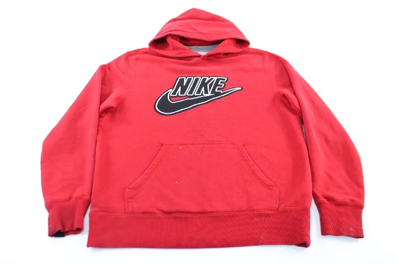 Y2K Nike Embroidered Logo Red Pullover Hoodie