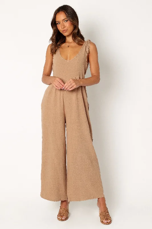 Ayla Linen Jumpsuit - Mocha