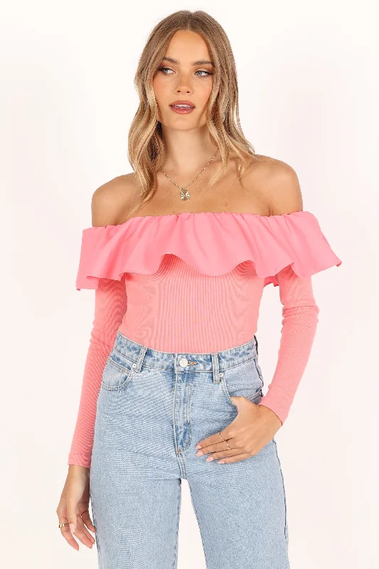 Cloe Off Shoulder Top - Pink