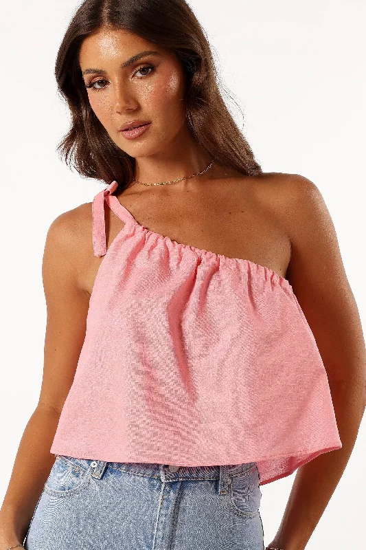 Keene One Shoulder Top - Pink