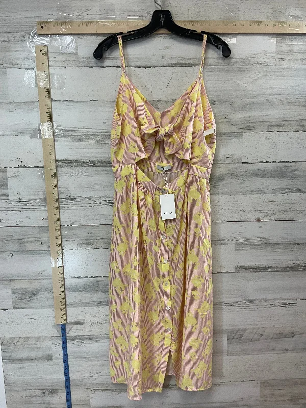 Pink & Yellow Dress Casual Midi FRNCH, Size L