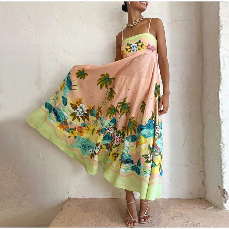 FashionSierra - 2024 Floral Sleeveless Tube Top Maxi Boho Dress