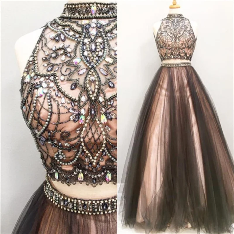 Custom Tulle Two Piece Most Popular Gorgeous Evening Prom Dress, Party gown, PD0321