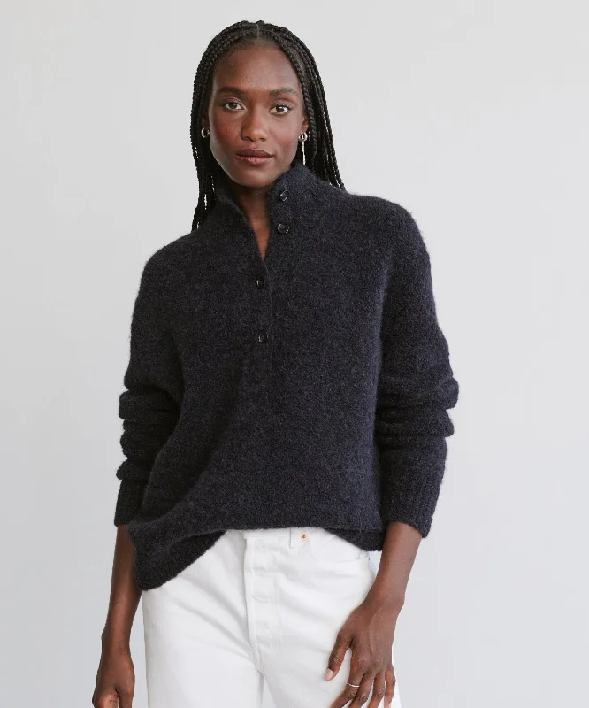 Boucle Button Pullover