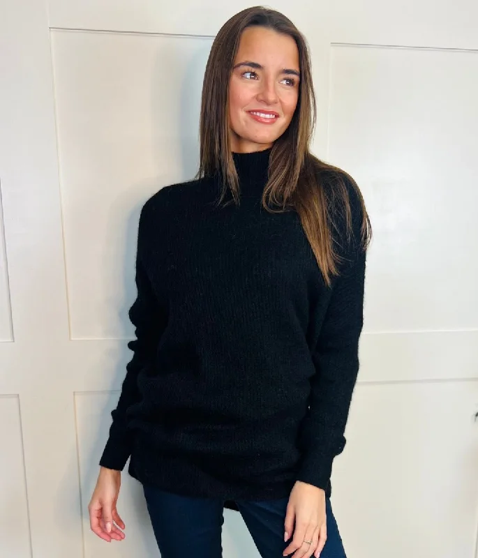 Black Wool Rich Relaxed Jumper