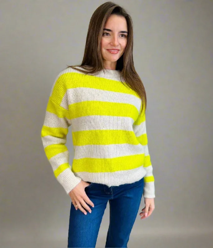 Yellow Striped Crew Neck Jumper